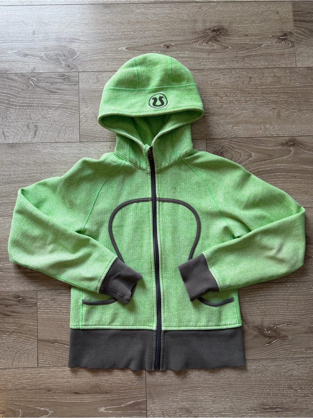 Women’s Lululemon Green and Grey Hooded Zip-Up Hoodie